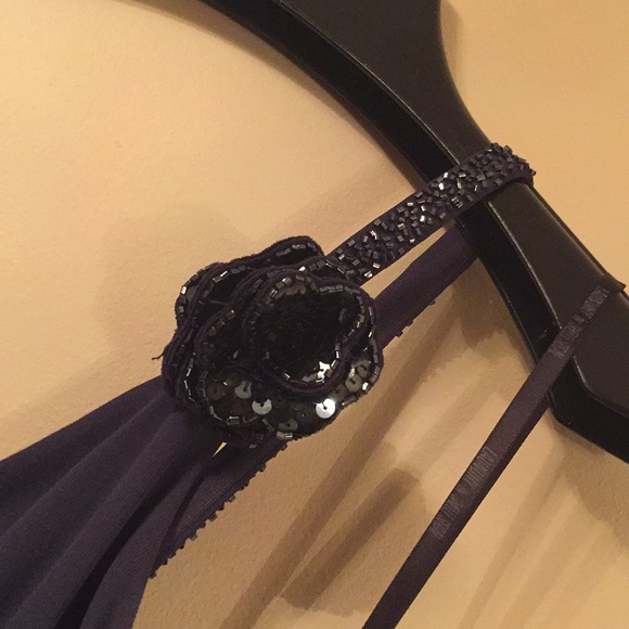 Laundry Navy Blue Dress w/ Rose Bead Strap Size 8 - Picture 3 of 6